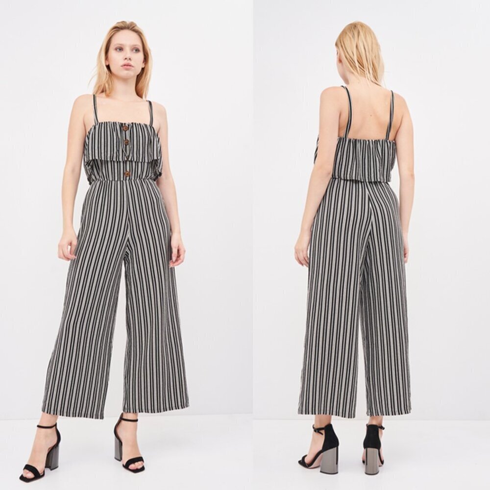 Pull & Bear Black White Jumpsuit Made in Portugal Size S